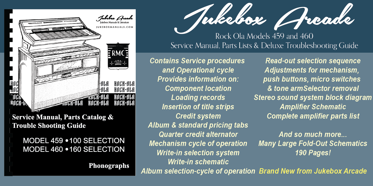 Rock Ola 488 Jukebox Service Manual Parts Catalog Schematics Troubleshooting
